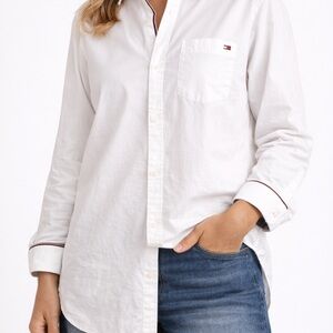 Tommy Hilfiger White Casual Button Down Shirt Large